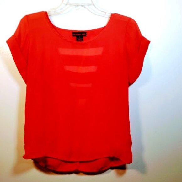 Material Girl Tango Red Short Sleeve Top Size: S - Picture 3 of 11